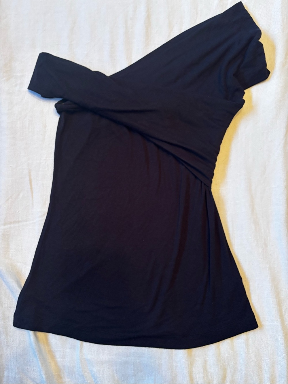 Babaton Black Off-The-Shoulder Draped Top Size M